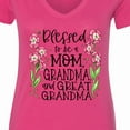 thumbnail image 4 of Inktastic Blessed to Be a Mom, Grandma, and Great Grandma Pink Flowers Women's V-Neck T-Shirt, 4 of 5
