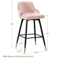 thumbnail image 6 of Swivel Bar Stool with Low Back Set of 2, 29 Inch Counter Bar Height Stool Velvet Upholstered Armless Heavy Duty Bar Chair for Kitchen Island Dining Room, Pink, 6 of 9
