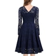 thumbnail image 3 of Txlixc Vestido floral de encaje femenino, falda de manga larga sólida con cuello en forma de V y cintura alta Txlixc moda, 3 of 6