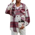 thumbnail image 2 of Pntutb Moda Mujer Bolsillos casuales Impreso Manga larga tops Chaqueta Abrigo a cuadros Pntutb Pntutb-2119, 2 of 7