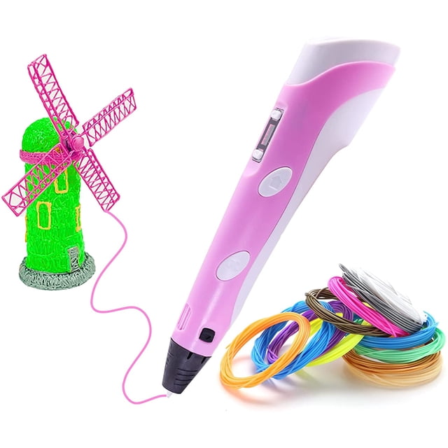 Bolígrafo de impresión 3D inteligente con pantalla LED, compatible con recambios de filamento PLA y ABS, 12 colores, juguetes 3D Doodler, regalos para niños (púrpura)