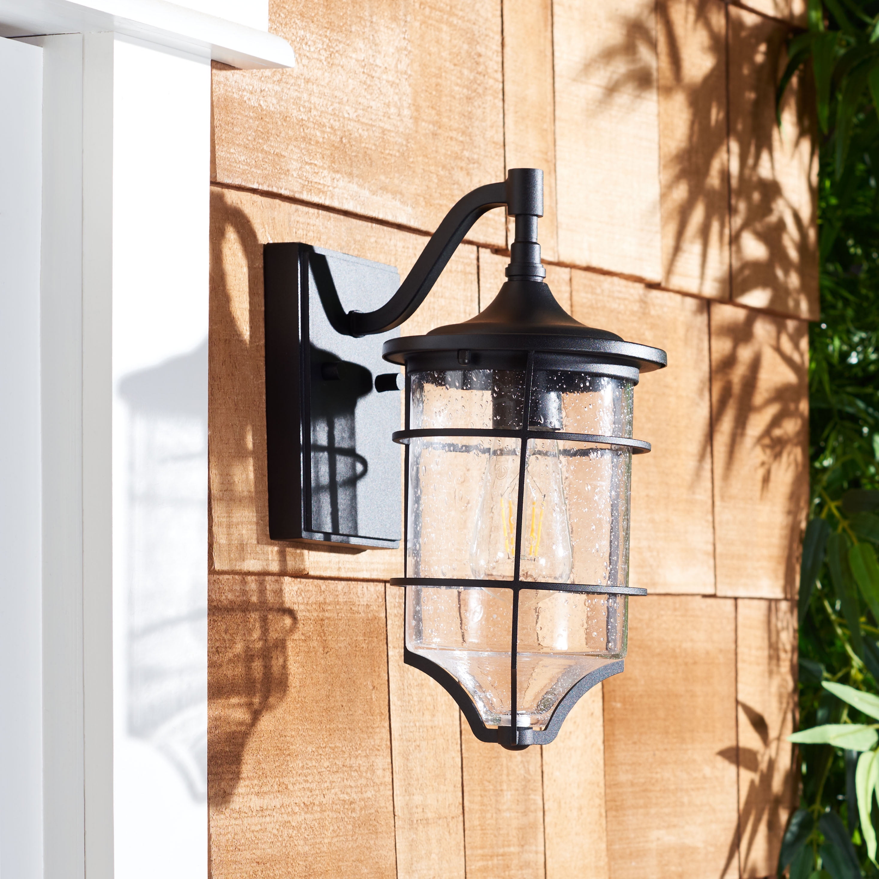 SAFAVIEH Rueda 2-Light ST58,E26 Bronze Steel Wall Sconce with Black Shade, Set of 2