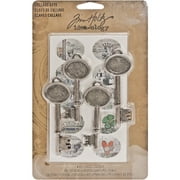 Idea-Ology Collage Keys 3" 4/Pkg-W/10 Printed & 10 Epoxy Stickers, Pk 1