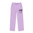 thumbnail image 4 of BXJX Girls Sweatpants, Fleece‑Lined Elastic Waist Warm Sports Fall Pants with Pockets Purple Size 11-12 T, 4 of 6