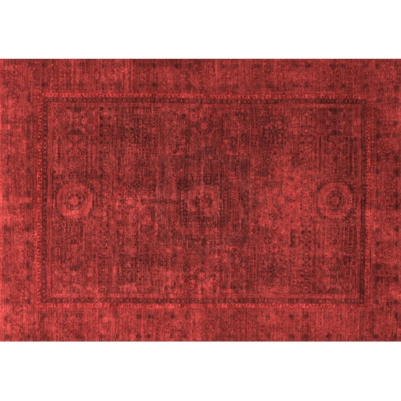 Ahgly Company Indoor Rectangle Abstract Red Modern Area Rugs, 5' x 7'