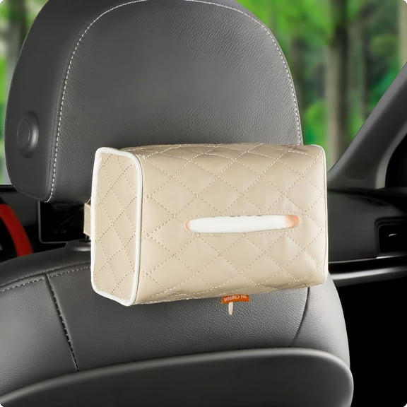 LAMIRO Car Tissue Box for Car, Car Visor Tissue Holder, Car Back Seat PU Leather Tissue Box Holder, Mask Holder for Car, Car Accessories