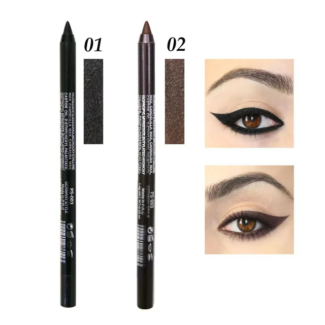 Lápiz Delineador de Ojos de larga duración para mujer, 14 colores, pigmento impermeable, azul, marrón, negro, Lápiz Delineador de ojos, Color de moda, maquillaje cosmético( 01-02