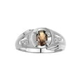 thumbnail image 1 of RYLOS Men's Rings Sterling Silver Rings Classic Designer Style 8X6MM Oval Gemstone & Diamond Ring Smoky Quartz June Birthstone Rings For Men Size 13, 1 of 7