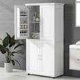 thumbnail image 3 of GVN Bathroom Storage Cabinet, Bathroom Floor Cabinet,Tall and Wide Bathroom Floor Storage Cabinet with 4 Doors, Adjustable Shelves, White, 3 of 8