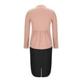 thumbnail image 4 of Ndbuld Women's 2 Piece Suit Set Peplum 3/4 Long Sleeve Church Dress Suit Elegant formal office Midi Pencil Skirt Suit Pink,L, 4 of 4