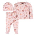 thumbnail image 1 of Gerber Essentials conjunto bebé 3 pzs rosa camisa pantalón gorra 0 a 6 meses, 1 of 4