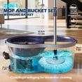 thumbnail image 2 of Dark Blue Spin Mop and Bucket Set with 3 Microfiber Pads for Home and Office Floor Cleaning, 2 of 8