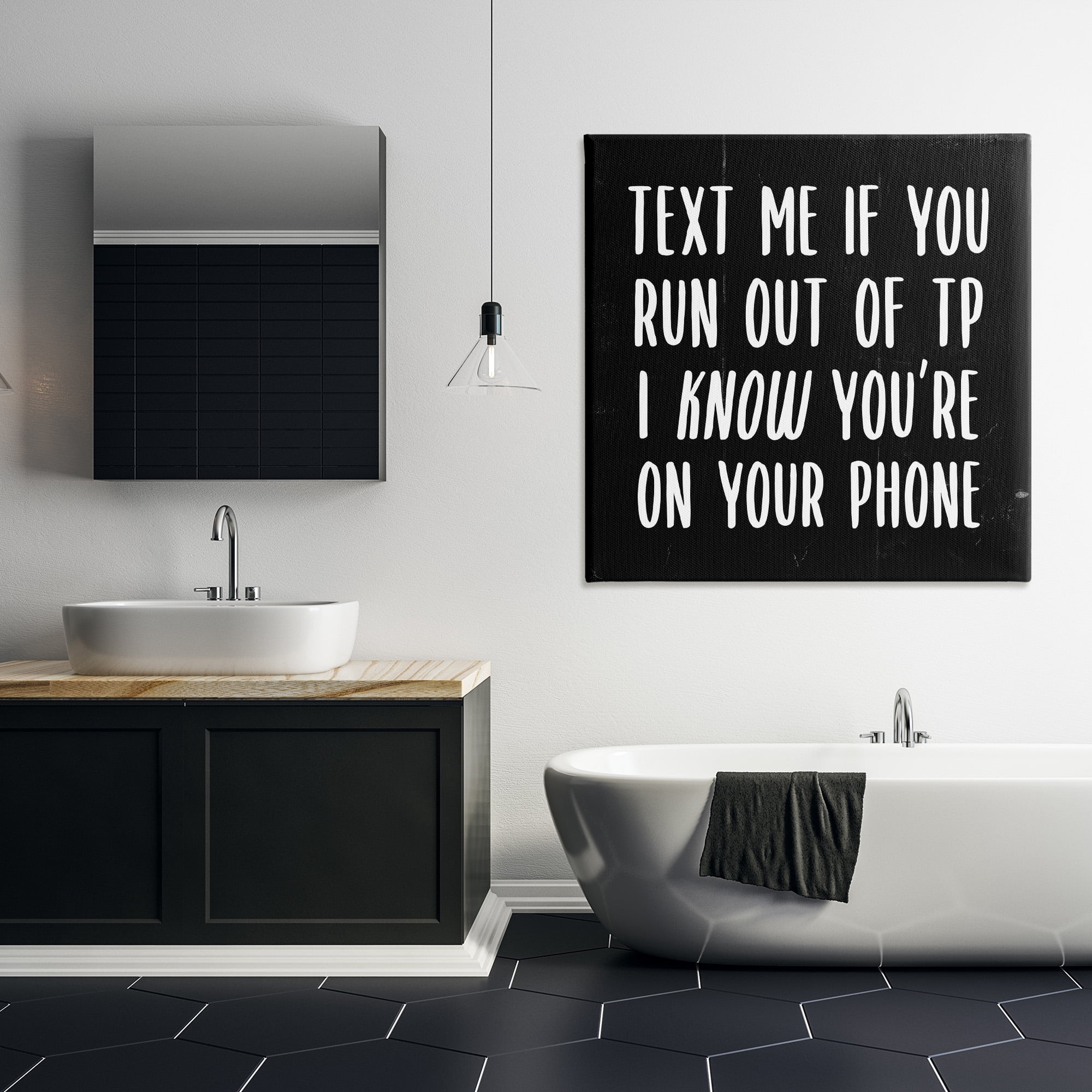 Stupell Industries Text Me For TP Funny Bathroom Typography Painting Gallery Wrapped Canvas Art Print Wall Art, 36 x 36