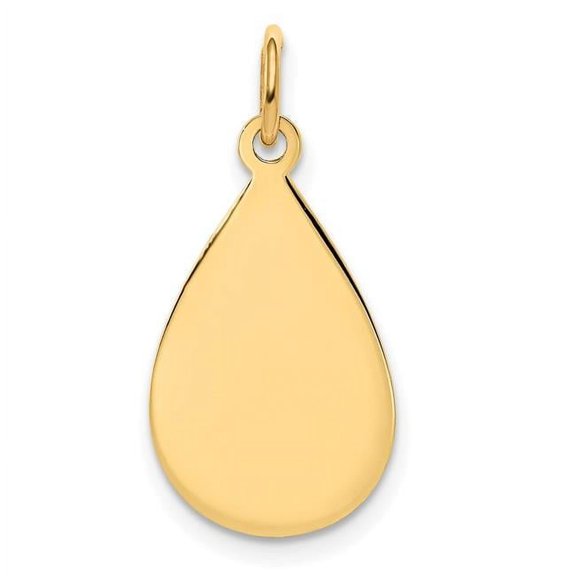 Finest GoldXM188-18 14K Yellow Gold Plain 0.018 Gauge Engravable Raindrop Disc Charm