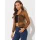 thumbnail image 4 of Chaqueta De Bombardero Transparente De Manga Larga Ligera Y Transparente Con Cremallera De Verano Para Mujer Marrón M, 4 of 5