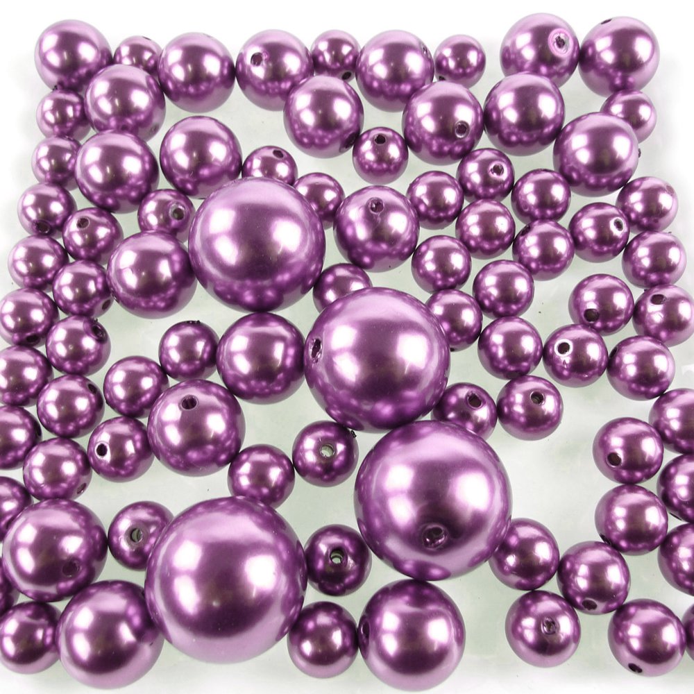 Plastic Pearl Balls Vase Filler, 14mm, 20mm, 30mm, 84Piece, Purple