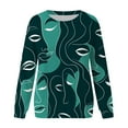 thumbnail image 4 of AOMPMSDX Womens Sweatshirts Casual Sweatshirt Printing Crew Neck Long Sleeve Sweatshirt Casual Top Pullover Green Loose Fit Tops S, 4 of 5