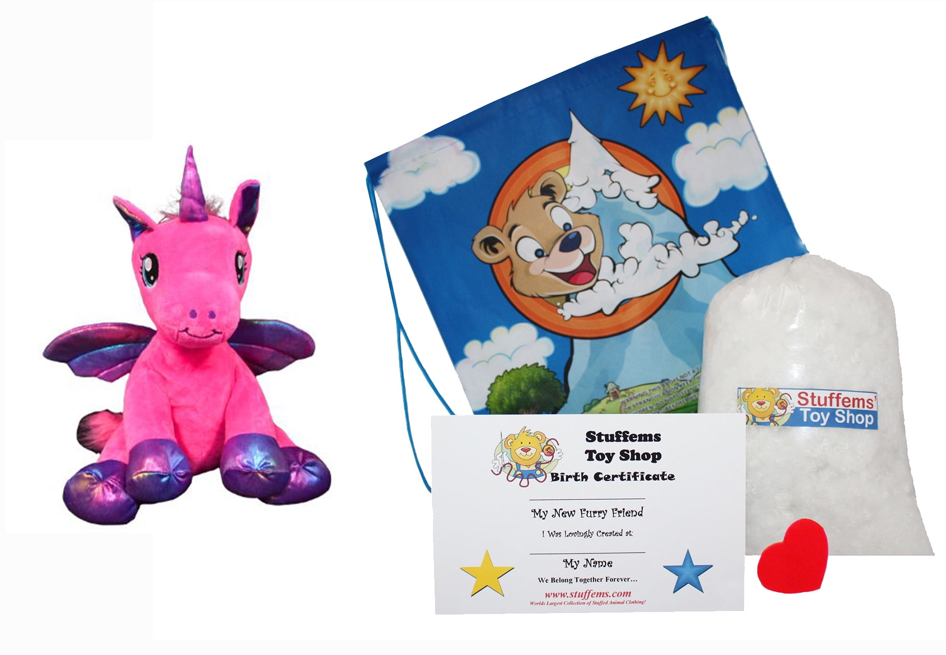 Make Your Own Stuffed Animal Mini 8 Inch Very Soft Cuddly Nova the Pink Winged Unicorn Kit - No Sewing Required!