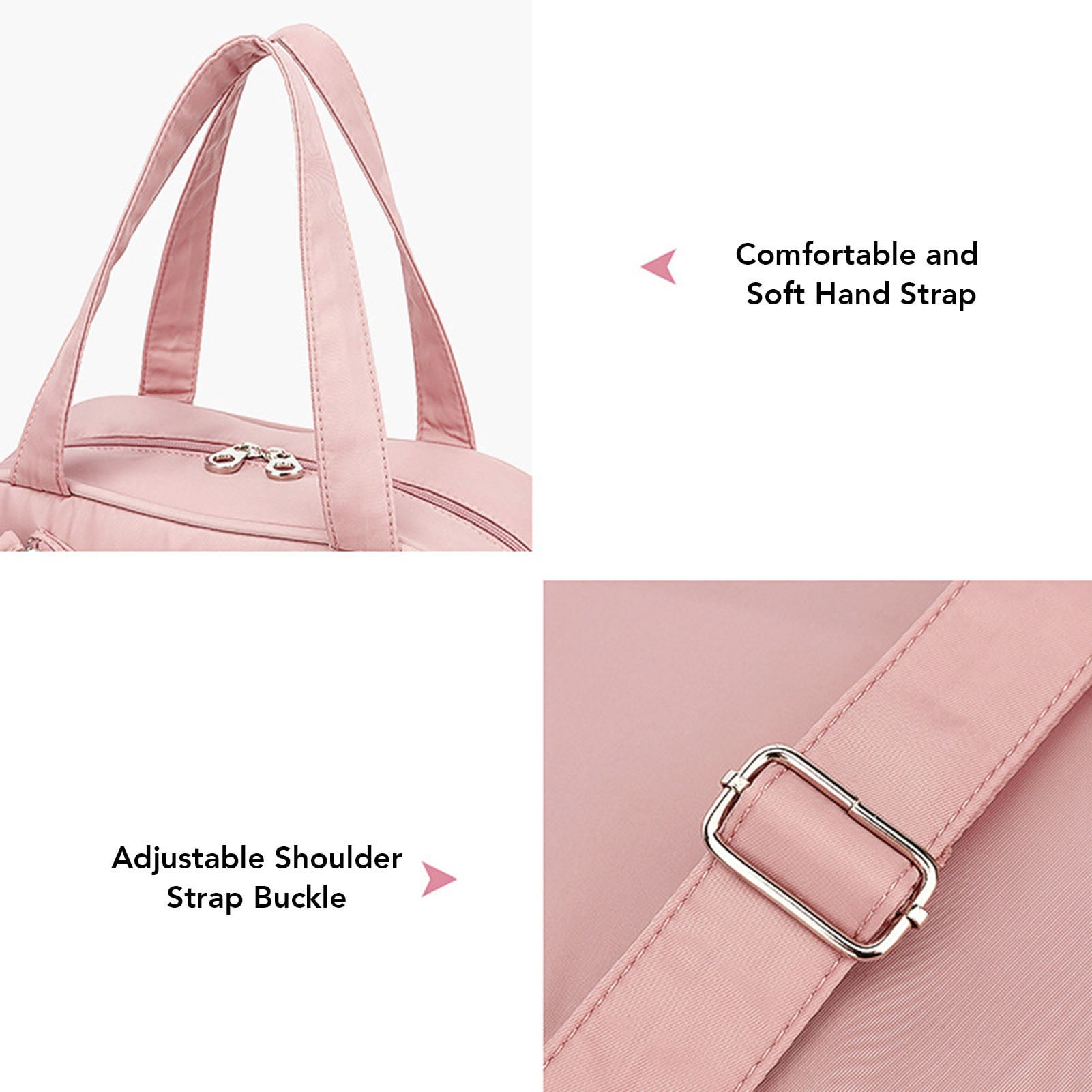 Rupoun Unisex Large Capacity Tennis Racket Bag with Adjustable Strap, Waterproof Oxford Cloth Badminton Handbag, Pink