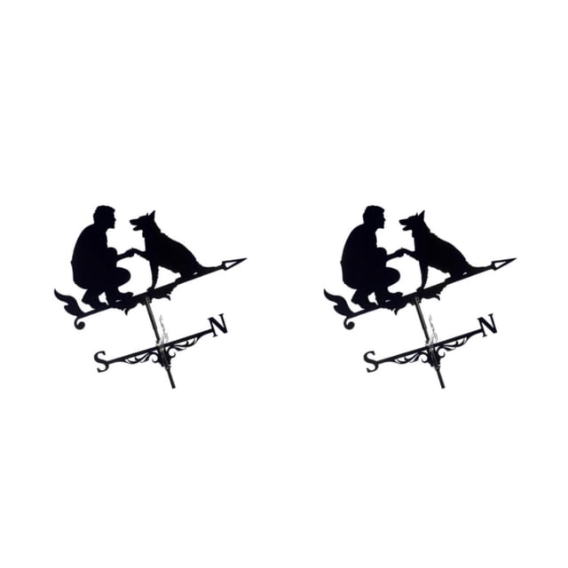 relayinert Weather Vane Farm Bracket Weathervane Farmhouse Durable Scene Classic and Timeless Style Man with Dog 2Set