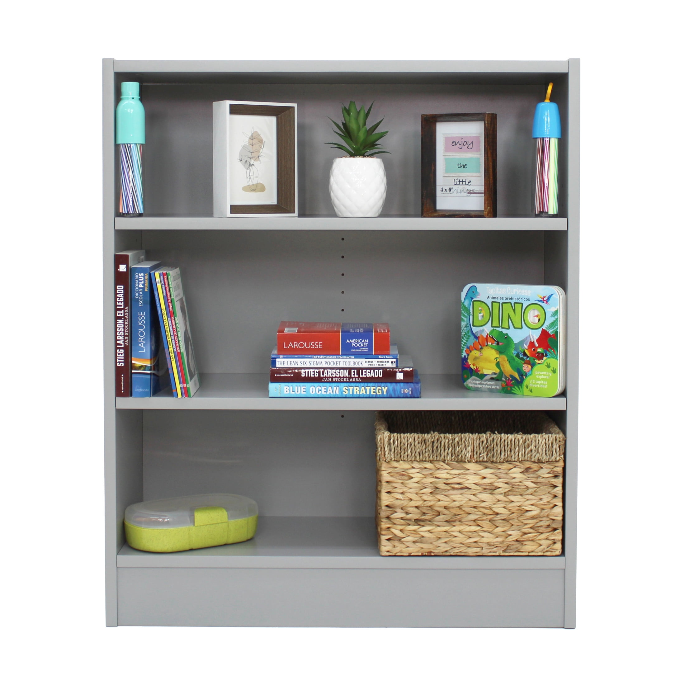 Factory Direct Partners All Ages Laminate Bookcase 3-Shelf 36" Height - Gray