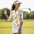 thumbnail image 4 of Uorisanigo Colorful Easter Bunny Women's Golf Shirt Versatile Moisture Wicking Casual Tennis Activewear Comfortable Breathable 3/4 Sleeve Athletic Tops with Zip Up Collar for Women, 4 of 7