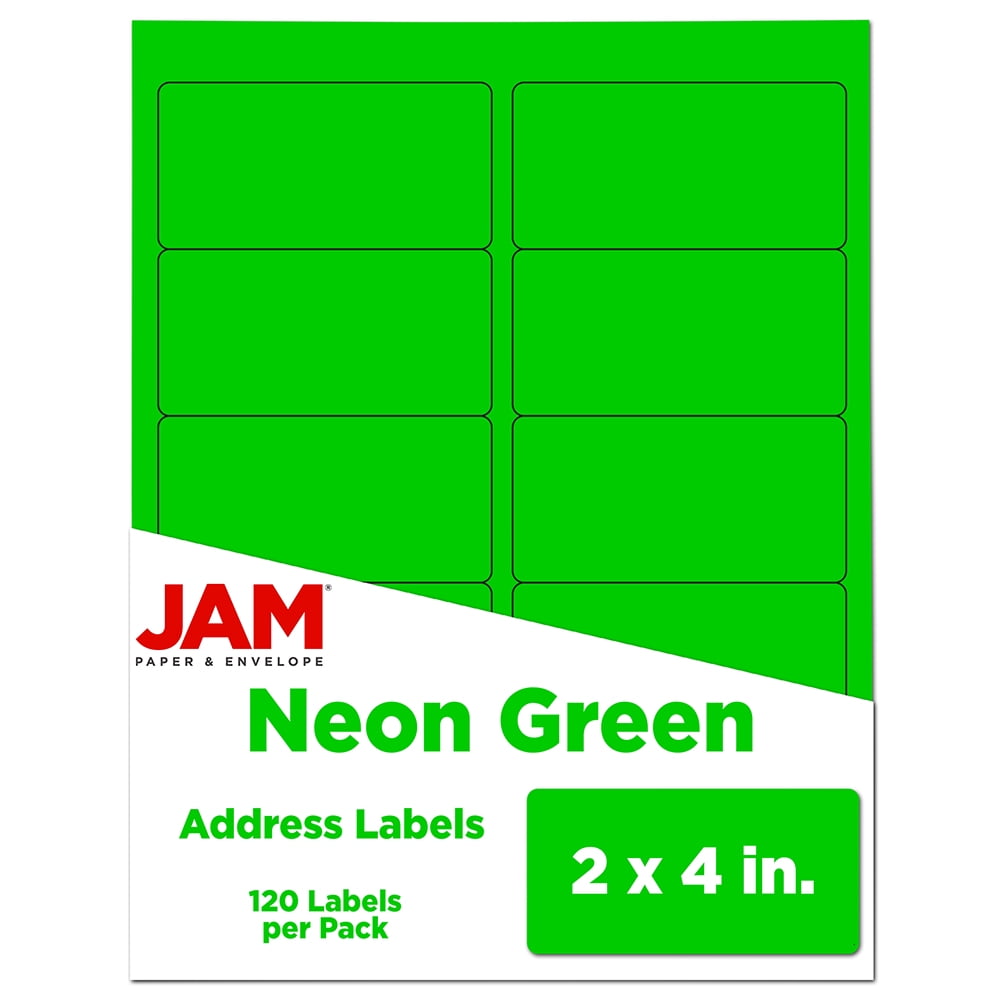 JAM Shipping Address Labels, Standard Mailing, 2 x 4, Neon Fluorescent