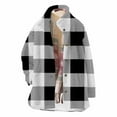 thumbnail image 6 of Fznquz Button Down Women Tee Shirts Plaid Black Flannel Long Sleeve Shirts Warm Winter Outerwear Tee,XL, 6 of 7
