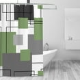 thumbnail image 3 of HVEST Abstract Geometric Shower Curtain, Green and White Line Bathroom Curtain Modern Geometric Fabric Decor Curtain with Hooks, 60X72 inch, 3 of 6