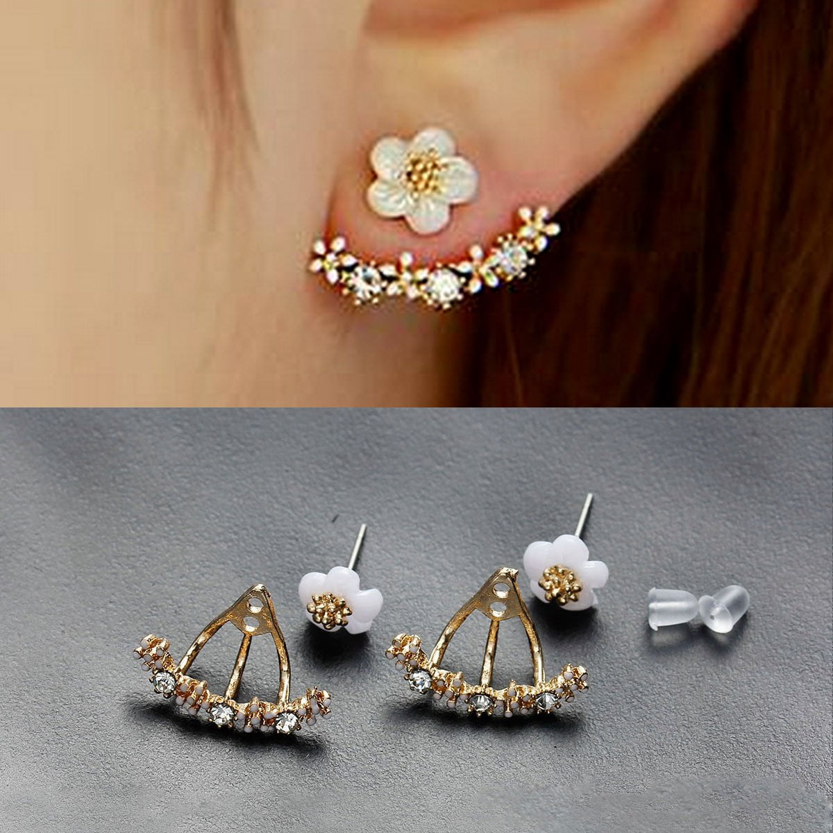 ball earrings|clip on earrings|ear cuffs|dangle earrings|earring jackets|hoop earrings|stud earrings|European and American ladies long diamond studded Earrings