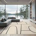 thumbnail image 2 of ODIKA 6'x9' Washable Area Rug Non-Slip, Easy Care, Beige Black Geometric Contour Elegance Abstract Curved Lines and Minimalist Design for Family Room, Living Room, Master Bedroom, 2 of 7
