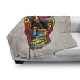 thumbnail image 3 of Sugar Skull Soft Flannel Fleece Throw Blanket, Vibrant Colored Macabre Mexico Latin Tradition Mythical Art, Cozy Plush for Indoor and Outdoor Use, 50" x 60", Multicolor, by Ambesonne, 3 of 6