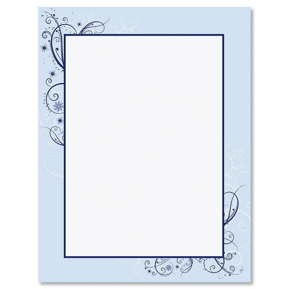 Frosted Glimmer Frame Christmas Letter Papers - Set of 25 Christmas stationery papers are 8 1/2" x 11", compatible computer paper