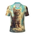 thumbnail image 2 of Daiia Sunshine Cloud Cute Cat Pattern Men’s Polo Shirts,Solid Deck Shirt,Classic Fit, Breathable Cotton Polo for Casual and Sport Wear-3X-Large, 2 of 7