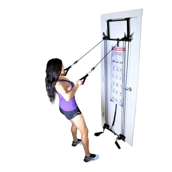 Comprehensive Workout Solution: Door Gym Full Body Training System - Features Handles, Ankle Straps, Straight Bar, DVD + Chart | Ideal Home Gym Equipment for Upper/Lower Body Fitness