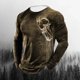 thumbnail image 2 of Hombres moda casual cuello redondo pulóver impresión manga larga camiseta blusa Pompotops oipoqjl5129, 2 of 3