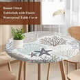 thumbnail image 5 of Summer Coral Shell Starfish Fitted Round Tablecloths Elastic Edged Table Covers 36"-44",Waterproof Table Cloth for Kitchen Holiday Party Tables Decor, 5 of 9