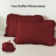 thumbnail image 3 of BedDecor 100% Egyptian Cotton Ruffle Trim Fringe Duvet Cover Set: Elegance with a Delicate Touch |King/California King, Burgundy, 3 of 5
