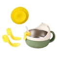 thumbnail image 2 of Tazón de bebé,Tazón Contenedor de comida con succión Cuchara Tazón para bebé,Juego de cuchara y tazón aislante de acero inoxidable para bebé,Utensilios Platos de comida Tazón de Verde, 2 of 10