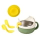 thumbnail image 2 of Tazón de bebé,Tazón Contenedor de comida con succión Cuchara Tazón para bebé,Juego de cuchara y tazón aislante de acero inoxidable para bebé,Utensilios Platos de comida Tazón de Verde, 2 of 10