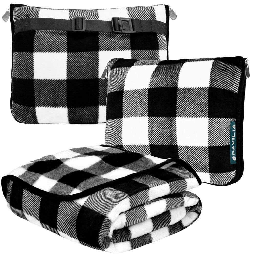 Travel Blanket Pillow Soft Airplane Blanket 2 IN 1 Combo Set Plane Blanket Compact Packable Flight Essentials Car Pillow Travelers Gifts Accessories