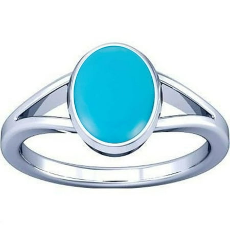 Divya Shakti 9.25-9.50 Carat Turquoise Feroza Gemstone Silver Ring For Men & Women
