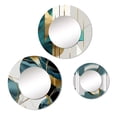 thumbnail image 2 of Designart "Turquoise Retro Minimalism Pirouette IX" Modern Round Mirror Set of 3 - Abstract Gold Round Bathroom Wall Mirror Set, 2 of 5