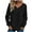 Black, variant on ATOYSOY Women's Workout Solid Color Pullover Spring Long Sleeve Shirts Winter Loose Tops with Pockets Casual Blouse Fleece V Neck Sweatshirts Fashion Black L