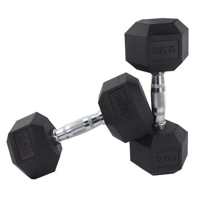 Par de Mancuernas Hexagonales Fire Sports Caucho Negro 12.5Kg