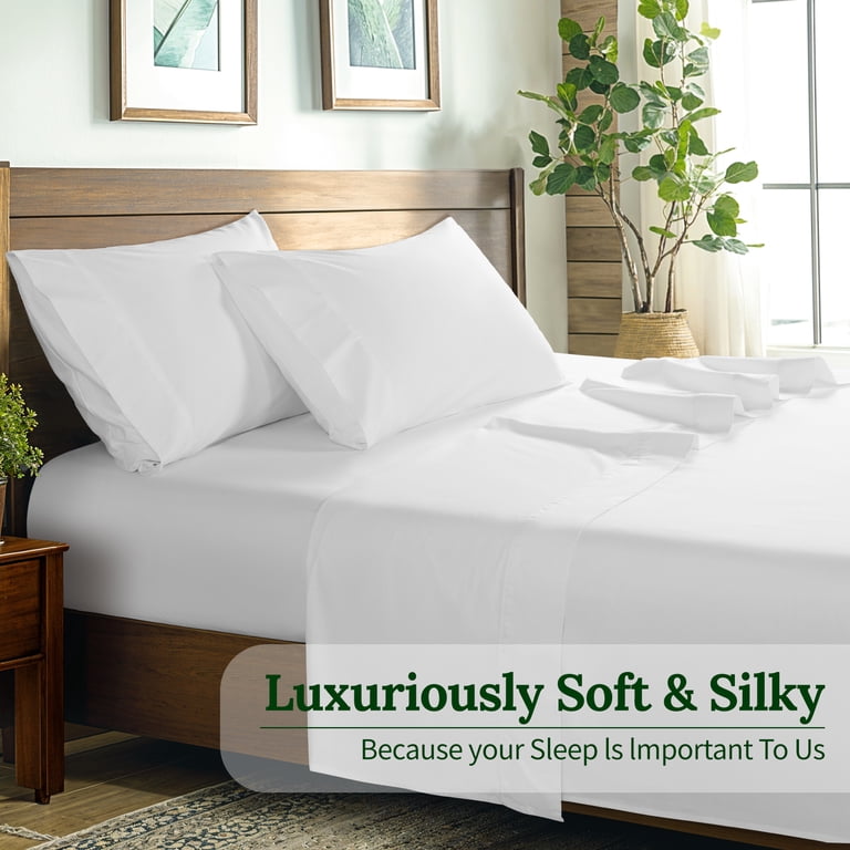 SONORO KATE 800 Thread Count Egyptian Cotton Sheets Set - 4 Piece Queen, Sateen Weave, Deep Pocket