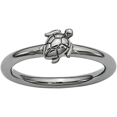 Stackable Expressions Sterling Silver Black-Plated Turtle Ring