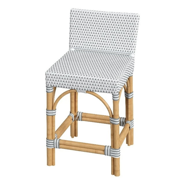 Butler Specialty Serienna Rattan Low Back 24.5" Counter Stool - White/Gray