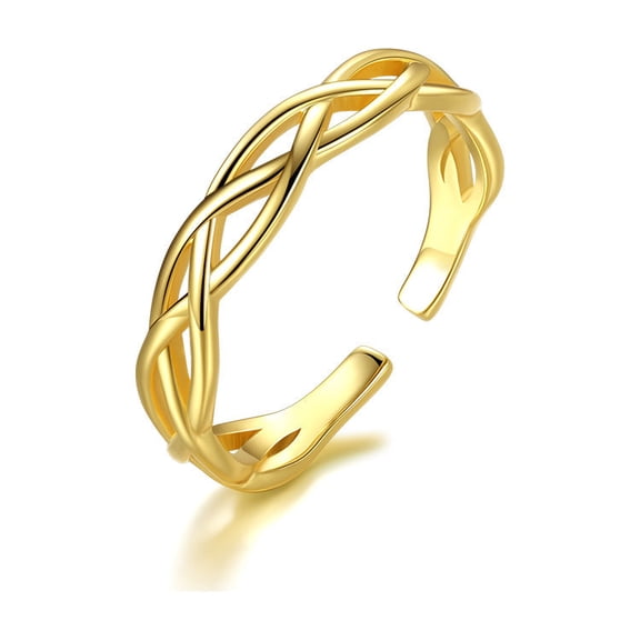 Sterling Silver Ring for Women Braided Twist Opening Ring Lightweight 925 Silver Adjustable Fit Ring Everyday Wear Ring