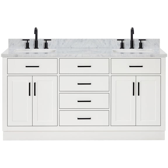Ariel T067DCW2RVOWHT Hepburn 67" Free Standing Double Rectangular Basin Vanity Set - White